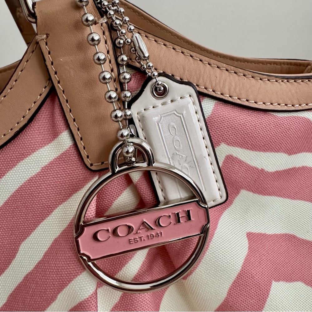 Coach Devin Signature Stripe Zebra Print Shoulder Bag F24022 - Picture 3 of 16
